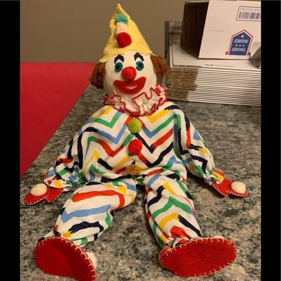 🤡 • VINTAGE RARE • UNIQUE • 1950s • clown doll puppet • wood body • 🤡 - Picture 2 of 9